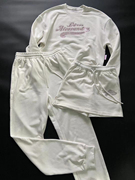 LE ALESSANDRA 早春白色粉钻卫衣卫裤裙裤休闲运动套装