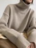 灰色气质高领加厚套头毛衣女宽松慵懒风外穿2023年秋冬针织衫