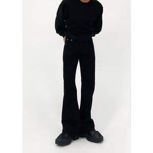 m7cleanfit牛仔裤男款修身显瘦纯黑色vibe裤子，美式痞帅微喇长裤
