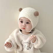 婴儿帽子0一1岁秋冬款女宝宝包头帽可爱超萌秋冬季保暖女孩护耳帽