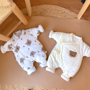 韩式0一3月新生婴儿，儿衣服冬装母婴店初生宝宝，a类5259码保暖棉衣