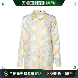 香港直邮潮奢versace范思哲女士巴洛克印花长袖，格纹衬衫1001