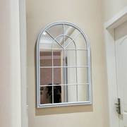 墙面装饰挂镜框欧式复古铁艺假窗镜壁饰圆弧窗户餐厅挂饰壁景客厅