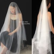 影楼白色新娘造型素面头纱硬纱3米5米10米软纱头纱新娘无装饰裸纱