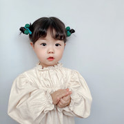 韩版格纹布艺球球发圈可爱对装小皮筋头绳女童打结蝴蝶结头饰