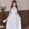 公主家918白色气质仙女裙，设计感吊带，连衣裙+小披肩开衫两件套装