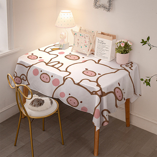 猪猪表情包桌布可爱卡通宿舍梳妆台防水通用桌巾家用儿童餐桌垫