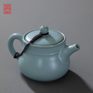 景安手工汝窑茶壶开片大号汝瓷可养单壶冰裂陶瓷功夫茶具泡茶壶