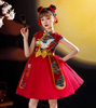 国潮女童旗袍夏季中国风，红色洋气儿童，礼服高端古风唐装走秀小女孩
