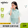 woobaby女童短袖t恤2024夏季小童女宝网纱，polo衫薄款上衣童装