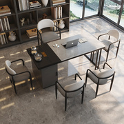 现代简约功夫茶桌办公室，岩板书桌茶台两用一体式自动上水泡茶桌椅