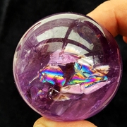 天然巴西紫水晶球摆件原石，彩虹圆球时尚，卧室玄关客厅简约家居