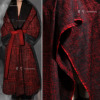 红色丝绒暗花厚款喜庆毛呢布创意服饰大衣外套裙子服装设计师面料
