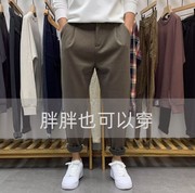 男士大码宽松毛呢西裤加肥加大秋冬款休闲裤，胖子直筒锥形萝卜裤