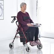 老人坐椅推车可推可坐购物车老年休闲四轮买菜车带座椅小拉车推车