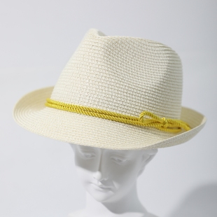 草帽轻奢复古爵士，帽米白色防晒透气遮阳帽，男女出游礼帽情侣沙滩帽