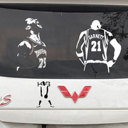 nba加内特罗斯汽车贴纸霸气车身，车尾后窗人物剪影kg反光贴纸