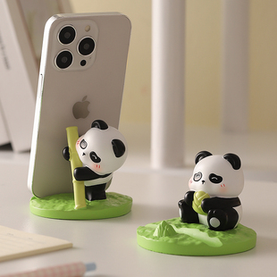 创意熊猫手机支架可爱办公室桌面装饰摆件情绪治愈系女生生日礼物
