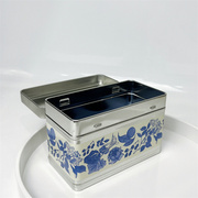 祖玛珑青花瓷图案小铁盒桌面收纳盒子茶叶罐小盒子家庭