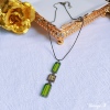 清」橄榄绿琉璃吊坠，项链vintage复古吊坠配饰d990