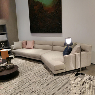 北欧布艺意式极简沙发客厅，简约现代小户型，直排异形转角组合2024款
