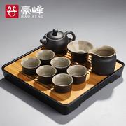 整套黑陶功夫紫砂茶具，套装家用茶具组合套装茶盘储水干泡盘
