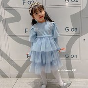 韩国童装秋冬毛衣公主裙JA女童洋气泡泡袖连衣裙宝宝蓬蓬纱蛋糕裙