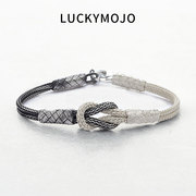 luckymojo青丝到白发土耳其编织纯银情侣手链，定情信物小众银手绳