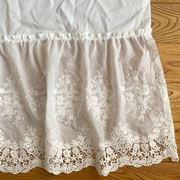 法式高级蕾丝白色镂空棉布刺绣，花纹荷叶边门帘子，布艺隔断帘装饰