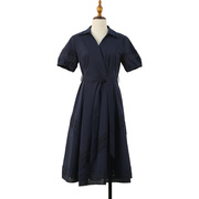 可路莎2221492镂空花边，拼接连衣裙品牌，反季夏季v领中长裙棉