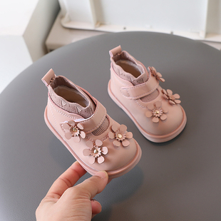 0-1-2-3岁小女孩棉鞋秋冬季 一周岁半女宝宝软底公主鞋学步鞋保暖