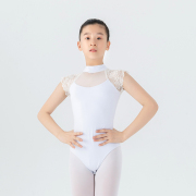 舞越夏季儿童舞蹈服装女童短袖体操服蕾丝幼儿练功芭蕾舞裙跳舞衣