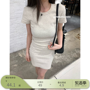 王少女(王少女)的店，白色方领连衣裙2024年夏季小个子法式气质包臀裙子