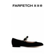 gianvitorossi女士mary皮质，丝绒平底鞋farfetch发发奇