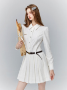 fght易碎商店·肉桂，牛奶慵懒感纸片，人衬衫裙白色法式连衣裙