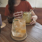 2020网红玻璃六菱角杯冷饮杯果汁气泡威士忌鸡尾酒饮料杯韩风
