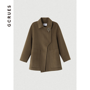 gcrues设计感小众呢子，外套中长款高级感短款双面，羊绒毛呢大衣女潮