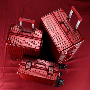 结婚行李箱陪嫁箱红色箱子拉杆箱女皮箱婚礼用密码新娘嫁妆箱一对
