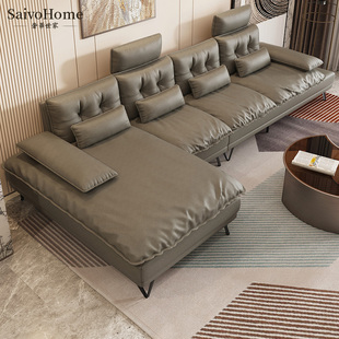 科技布布艺沙发现代简约意式极简羽绒家用客厅超宽大坐深组合沙发