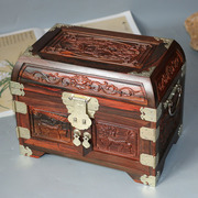 红木首饰盒大红酸枝收纳盒精雕，图收藏盒实木质中式复古带锁珠宝箱
