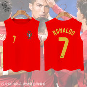 2021欧洲杯葡萄牙队C罗国家队服足球迷服无袖T恤衫男女儿童装背心