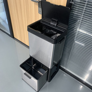 智能不锈钢感应垃圾桶72升大容量厨房干湿分层滑动收纳箱电动开盖