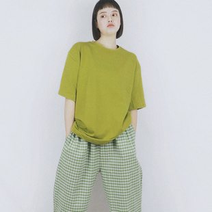 绿色大码宽松短袖t恤女夏季韩版纯棉半袖中长款下衣，失踪上衣t恤裙