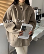 韩国中长款羊毛大衣135连帽时尚休闲通勤女装羊毛大衣