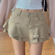韩国 GV169减龄韩系 女人味多层荷叶边显腿长低腰短裙hc