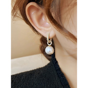 微镶锆石珍珠耳环女高级感轻奢小众设计时尚气质耳扣耳钉纯银