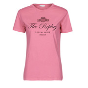 Replay女装休闲上衣圆领短袖纯棉透气潮流显瘦T恤粉红色夏季24款