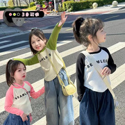 女童打底衫春装儿童t恤长袖2024韩版女宝宝网红洋气春秋上衣