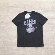 丹麦品牌高定版2024纯棉夏季女生T恤动物纹