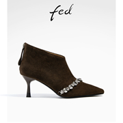 fed绒面瘦瘦靴冬季靴子，高跟短靴水钻时装靴女款r1102-zfa907